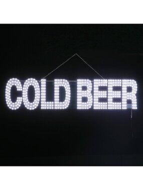 Large 38"x10" LED Cold Beer Sign - Unique Design for Shops, High Visibility